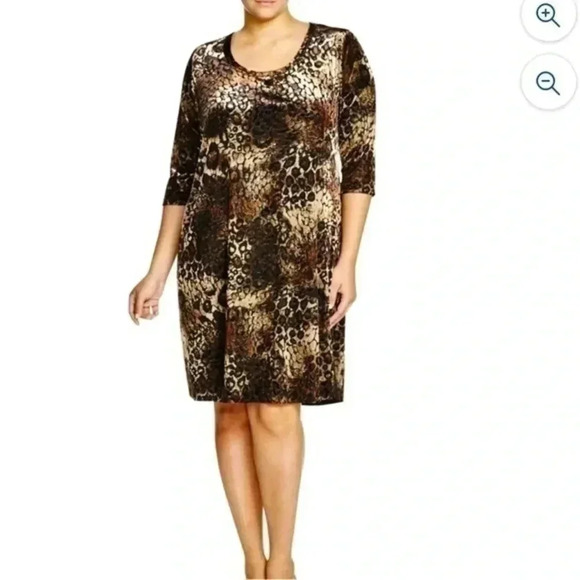 Karen Kane | Women’s Gold Dust Animal Print Burnout Casual Dress Plus Size 0X - Picture 1 of 4
